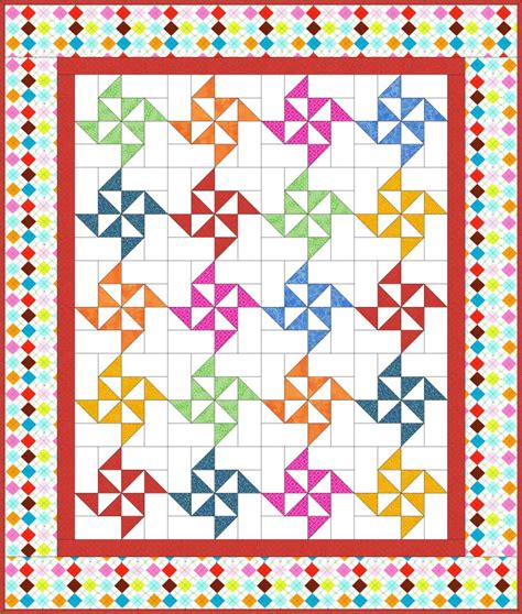 Colourful Pinwheel Baby Quilt Pattern For The Beginner Quilter Half