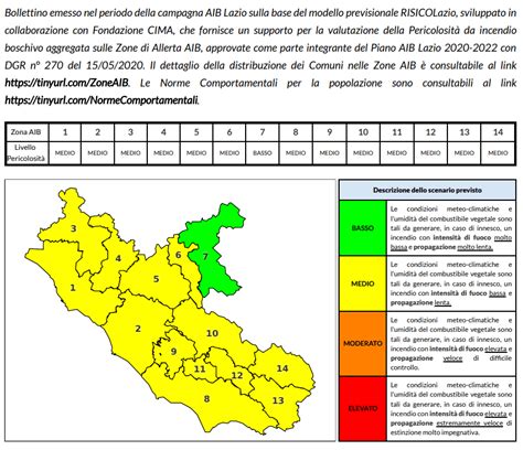 RISCHIO INCENDI BOSCHIVI livello di pericolosità MEDIO Meteo Regione