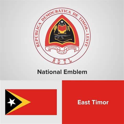 Emblema Nacional De Timor Leste E Bandeira Vetor Premium