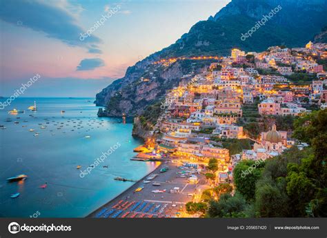 Positano Aerial Image Famous City Positano Located Amalfi Coast Italy