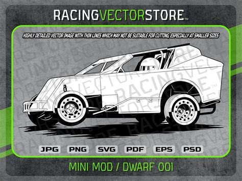 Dirt Track Mini Modified Dwarf Race Car Highly Detailed Image in .svg ...