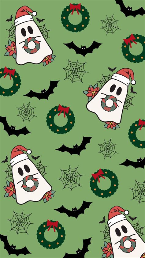 Christmas Ghost Phone Wallpapers Festive Phone Background Etsy