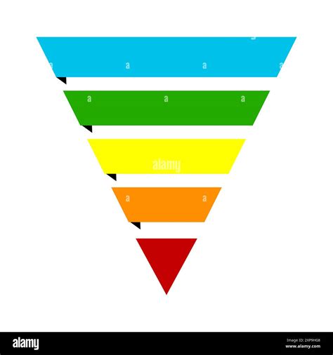 Inverted Pyramid Chart Five Colored Layers Hierarchical Structure Vector Design Stock Vector