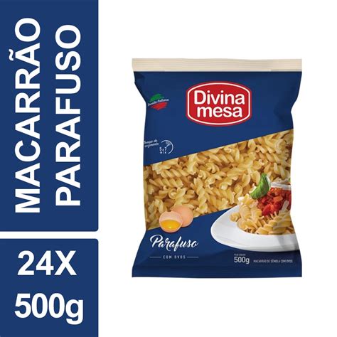 Macarrão Parafuso c Ovos Divina Mesa 500g Pct Kit 24un no Shoptime