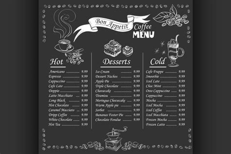 coffee menu on chalkboard (578401) | Illustrations | Design Bundles ...