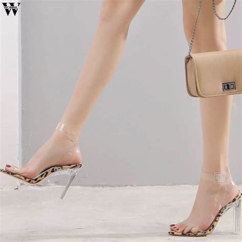 Clear Transparent Pumps Sandals Perspex Heel Stilettos High Heels Point