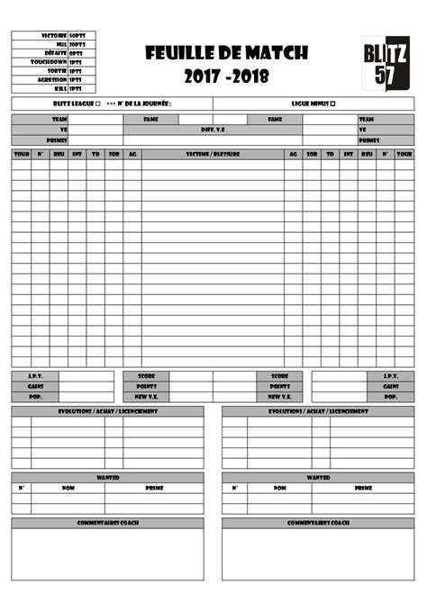 Feuille De Match Ligue Par Mathilde Fichier Pdf