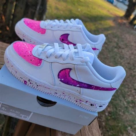 Pink Splatter Custom Air Force 1 Nike Shoes Women Nike Shoes Women