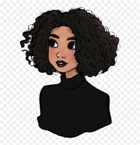 Clip Art Drawing Of Black Girls - Curly Hair Girl Drawing, HD Png ...