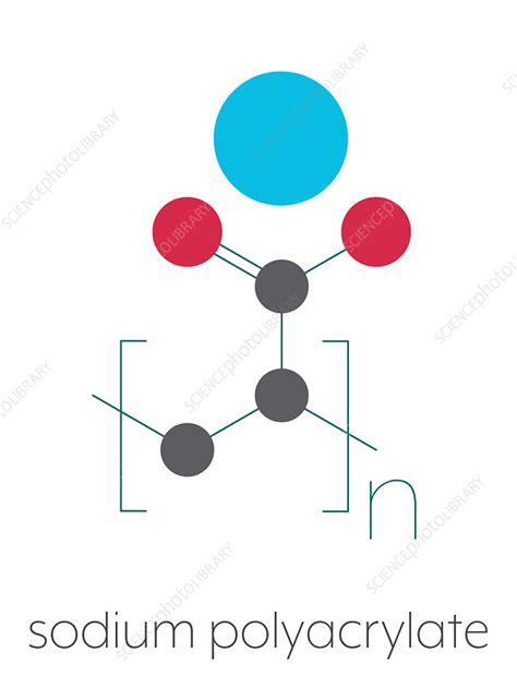 Sodium polyacrylate polymer chemical structure, illustration - Stock ...