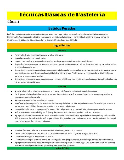 Solution Tecnicas Basicas De Pasteleria Studypool