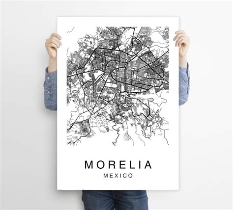 Morelia Mexico Map Print Map Art Poster Valladolid Etsy Singapore