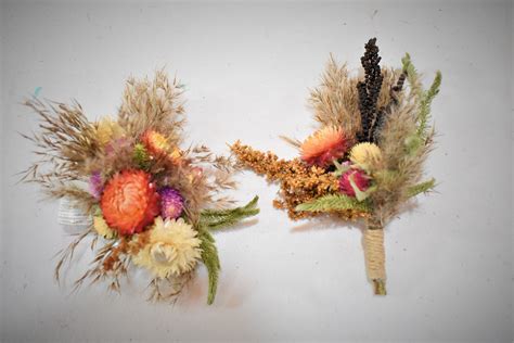 Bohemian Dried Flower Corsage Wrist Corsage With Pampas Grass Etsy