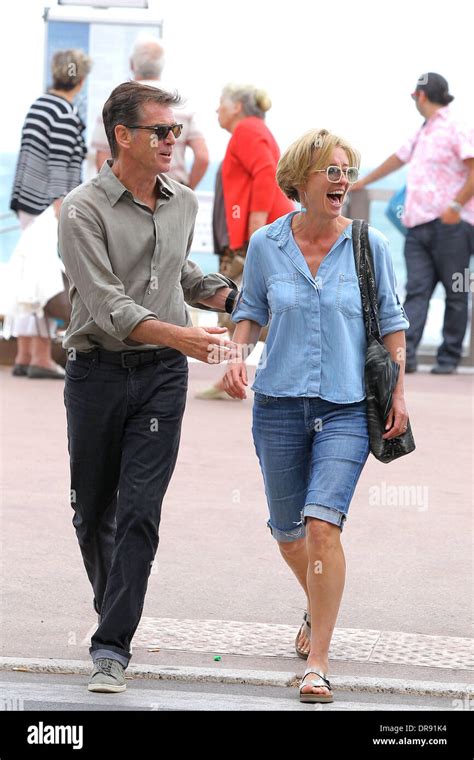 Actors Pierce Brosnan And Emma Thompson Are Seen Having Lunch At The Carlton Hotel Before