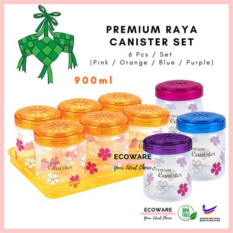 Ecoware Pcs Bekas Kuih Raya Set Cookies Container Set Bekas Kuih