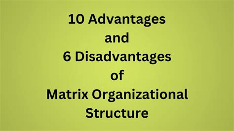 Advantages And Disadvantages Of Matrix Organizational Structure