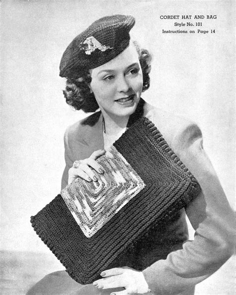 1940 Vintage Crochet Hat Pattern Crochet Purse Pattern Digital