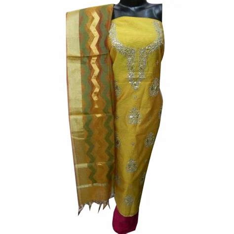 Party Wear Unstitched Silk Gota Patti Suit At Rs 1300 In Jaipur ID