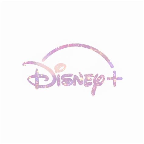 the logo for disney plus is shown in pink and purple glitters on a white background