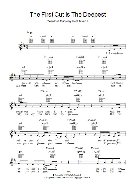 The First Cut Is The Deepest By Sheryl Crow Sheet Music For Lead Sheet Fake Book At Sheet