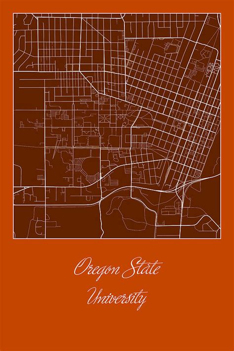 OSU Street Map - Oregon State University Corvallis Map Digital Art by ...