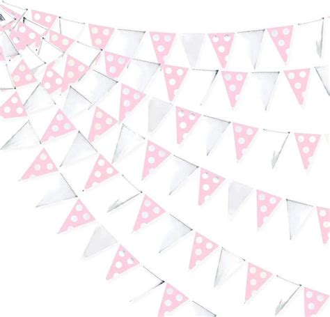 Banderoles en papier or Rose 3M drapeaux Triangles guirlandes bannières