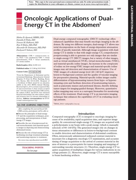 Pdf Oncologic Applications Of Dual Energy Ct In The Abdomen