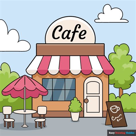 How To Draw A Cafe Really Easy Drawing Tutorial