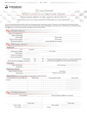 Fillable Online Debit Order Forms Individual Groups Pdf Ambledown Fax