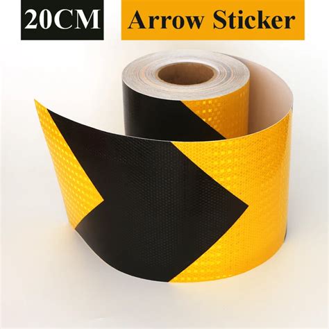 20cm High Visibility Truck Warning Safety Markings Black And Yellow Arrows Reflective Strips