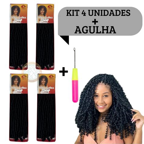 Kit Cabelo Nina Softex Crochet Braid Original Direto Fabrica Agulha