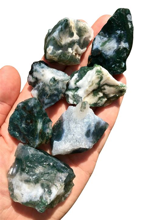 Raw Moss Agate Stone Raw Stones Raw Moss Agate Crystal Etsy