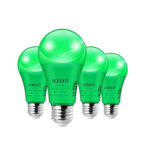 EDISHINE Green LED Light Bulbs A19 14W, 100W Equivalent Soft Glow E26 ...