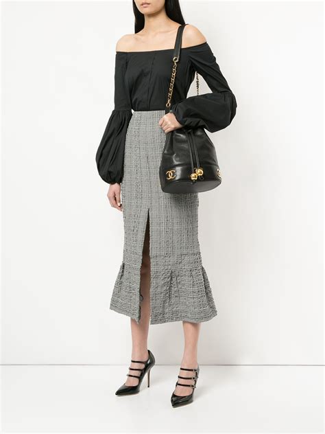 CHANEL Pre Owned CC Drawstring Bucket Bag Black FARFETCH