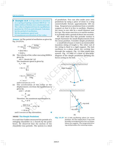 Oscillations Ncert Book Of Class 11 Physics Part Ii