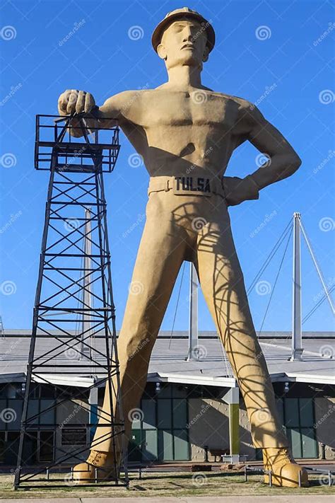 Giant Golden Driller Statue and Landmark of Oilfield Worker and Oil ...