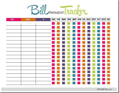 Free Bill Tracker Printables