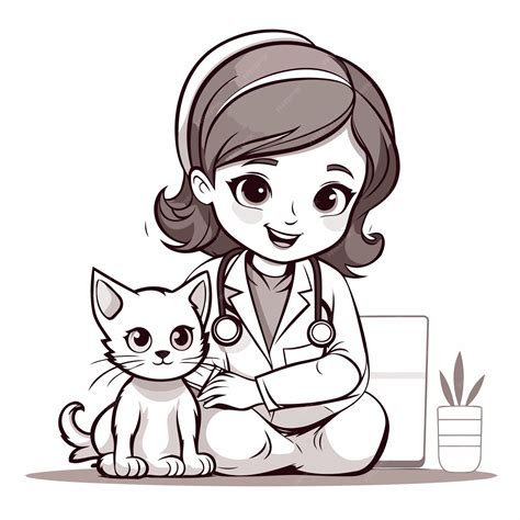 Premium Vector | Veterinarian with cat Vector illustration of a cartoon ...