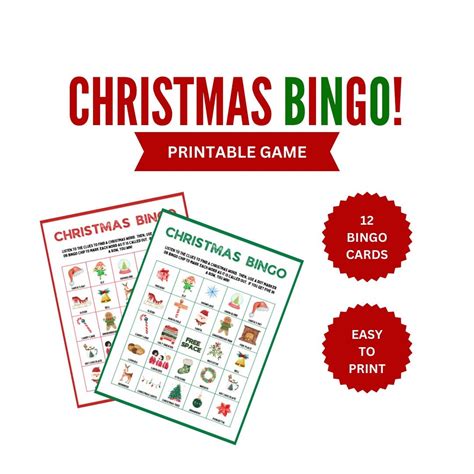 Printable Christmas Bingo Game Set Etsy