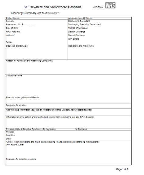 Discharge Summary Template | Free Word Templates