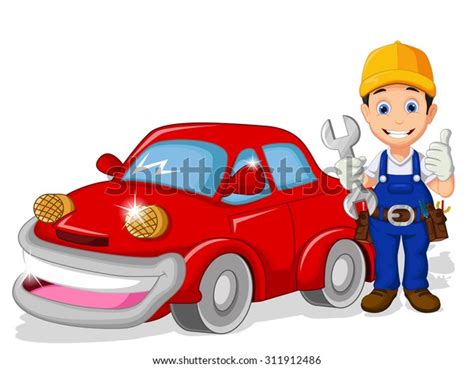 Mechanic Cartoon Car You Design เวกเตอร์สต็อก ปลอดค่าลิขสิทธิ์