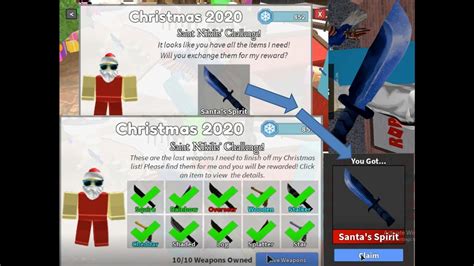 Getting Santas Spirit Knife In Mm2 Christmas 2020 Event Youtube