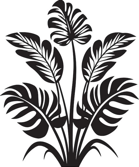 Encanto tropical en negro icono vectorial negro isla armonía floral