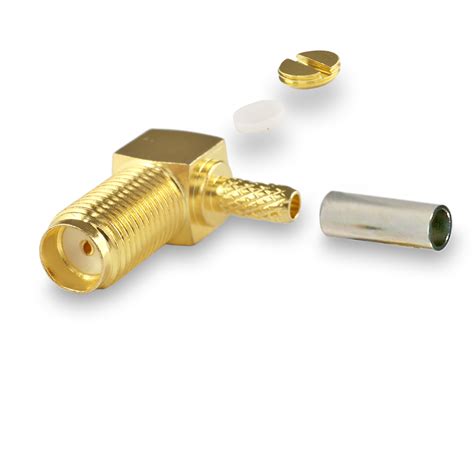 SMA Female Right Angle Connector Crimp Attachment For Cable RG174