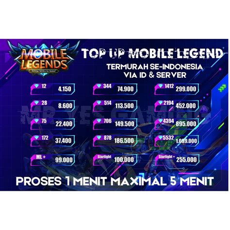 Jual TOP UP MOBILE LEGEND TERMURAH TOP UP ML TOP UP MLBB DIAMOND