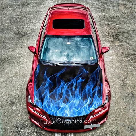 Blue Flame Car Hood Wrap Decal Vinyl Sticker Full Color Graphic Fit An