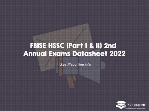 FBISE HSSC Part I II 2nd Annual Exams Datesheet 2022