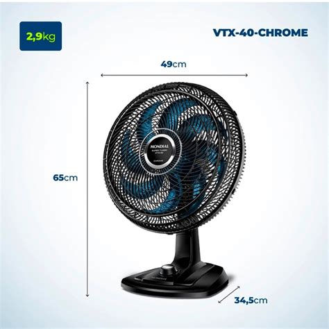 Ventilador De Mesa Mondial Cm Super Turbo V W Preto E Azul