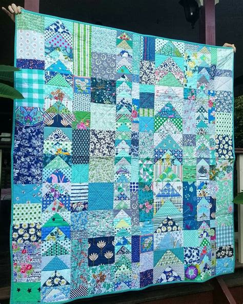 Blue and Green Patchwork Quilt