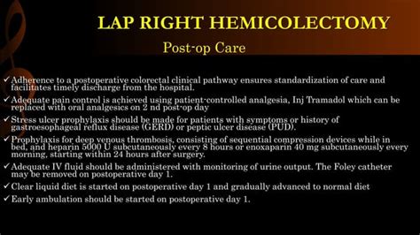 Lap Right Hemicolectomy Step By Step Operative Surgerypptx